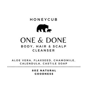HoneyCub One & Done Natural Shampoo, Conditioner & Moisturizing Bodywash